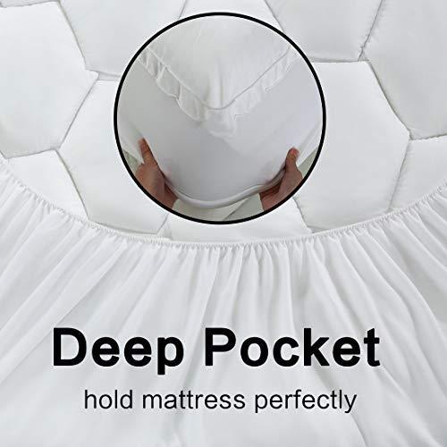 CHOKIT Queen Size Mattress Topper, Quilted Fitted Mattress Pad Cover Bed Protector Cotton Pillow Top with Down Alternative Fill (8-21" Deep Pocket)