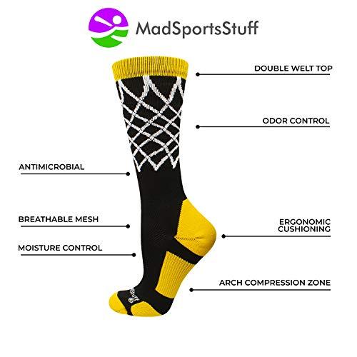 MadSportsStuff Elite Basketball Socks with Net Crew Length - Made in The USA