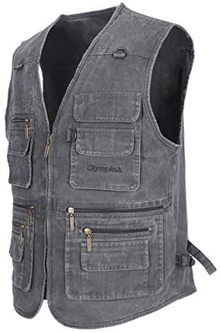 LUSI MADAM Mens Outdoor Vest Multi-Pockets Casual Vest for Work Fishing Photography Journalist