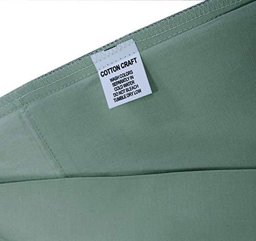 COTTON CRAFT - Ultra-Soft 400-Thread-Count Full Size Sheet Set in Sage, Premium 100% Pure Combed Cotton, 4-Piece Sateen Bedding Set with 1 Deep-Pocket Fitted Sheet, 1 Flat Sheet & 2 Pillowcases