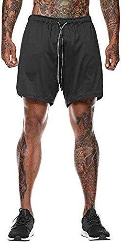 Malavita Men's Workout Running Shorts 2 in 1 with Zipper Pockets