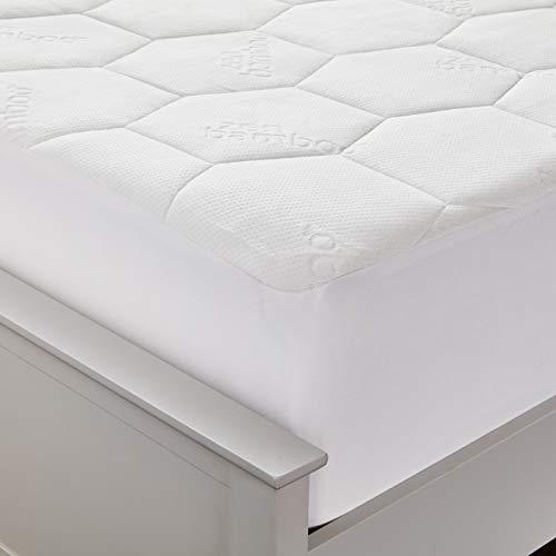 CHOKIT Ultra Soft Fitted Bamboo Mattress Pad - Premium Hypoallergenic Bamboo Mattress Topper with Honeycomb Cooling Technology - King White