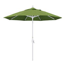 California Umbrella 9' Round Aluminum Market Umbrella, Crank Lift, Collar Tilt, White Pole, Sunbrella Pacific Blue