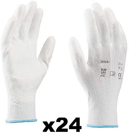 Coyaho Work Gloves (12 pairs) - Non-Slip Mounting Gloves Seamless, Ideal for Repairs, Automotive Industry, Finishing, Car Service, Workshop (10, White)