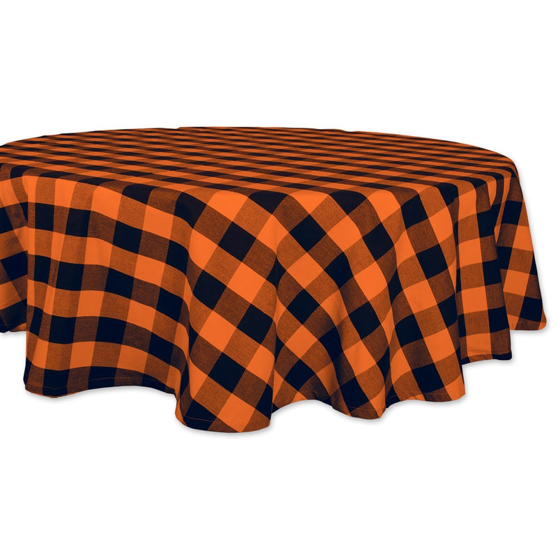 DII Cotton Buffalo Check Table Runner for Family Dinners or Gatherings, Indoor or Outdoor Parties, Halloween, & Everyday Use (14x72",  Seats 4-6 People), Orange & Black