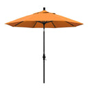 California Umbrella 9' Round Aluminum Market Umbrella, Crank Lift, Collar Tilt, White Pole, Sunbrella Pacific Blue