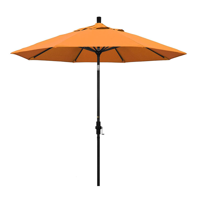 California Umbrella 9' Round Aluminum Market Umbrella, Crank Lift, Collar Tilt, White Pole, Sunbrella Pacific Blue