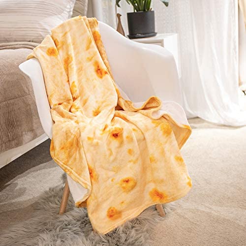 LetsFunny Realistic Food Novelty Blanket, Soft and Cozy Fleece, Perfectly Round Tortilla Throws Blanket (Donut&Coffee, 59 inches)