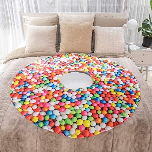 LetsFunny Realistic Food Novelty Blanket, Soft and Cozy Fleece, Perfectly Round Tortilla Throws Blanket (Donut&Coffee, 59 inches)