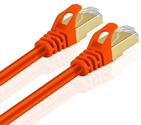 TNP Cat6 Ethernet Patch Cable (20 Inch) - Professional Gold Plated Snagless RJ45 Connector Computer Networking LAN Wire Cord Plug Premium Shielded Twisted Pair (Orange)