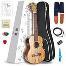 Vangoa - UK-26K Tenor 26" inches Acoustic Ukulele in KOA with Nylon Strap, Pick, Pick Container, Carry Bag, Tuner, KAZOO, Backup Strings, Finger shaker