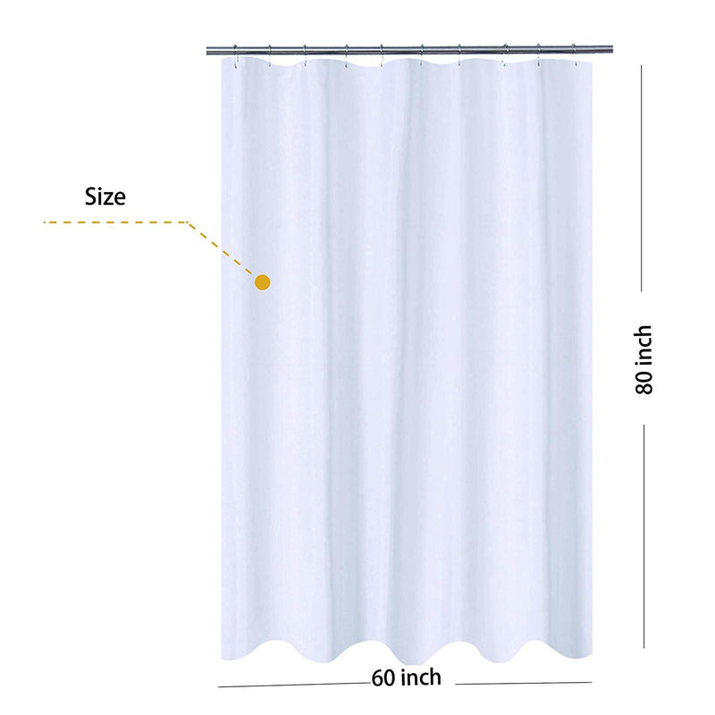 N&Y HOME Extra Long Shower Curtain Liner Fabric 72 x 96 inches, Hotel Quality, Washable, Water Repellent, White Spa Bathroom Curtains with Grommets, 72x96