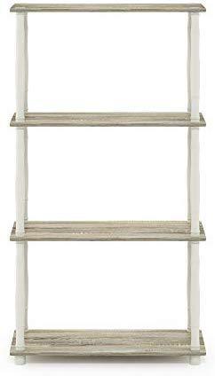 Furinno (99557BK/GY) Turn-N-Tube 4-Tier Multipurpose Shelf Display Rack - Black/Grey