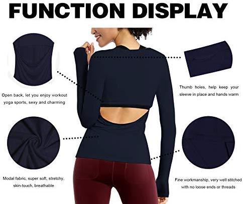 BUBBLELIME Workout Tops for Women Athletic Shirts Soft Modal Sexy Open Back Activewear Yoga Running Outdoor Sports