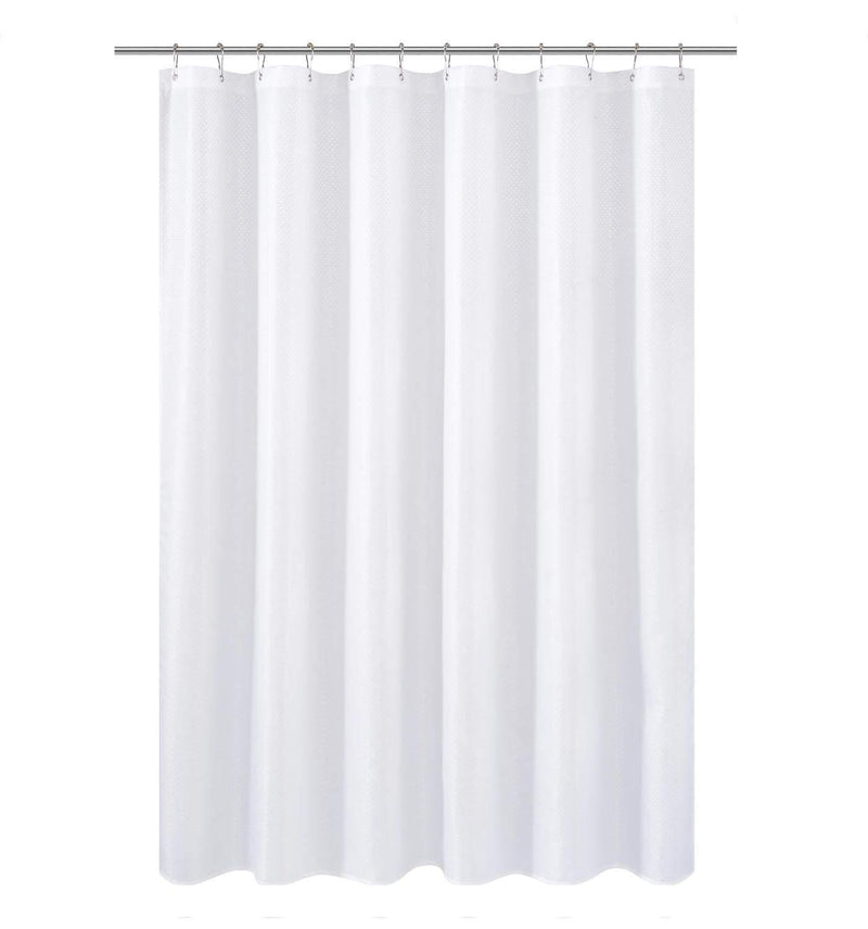 N&Y HOME Caregiver Attendant 36 inches Height Weighted Fabric Shower Curtain Machine Washable,Water Repellent Bathroom Curtains with Grommets, White, 48x36 inch