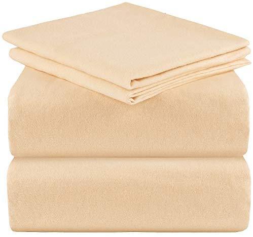 Mellanni 100% Cotton Flannel Sheet Set - Lightweight 4 pc Luxury Bed Sheets - Cozy, Soft, Warm, Breathable Bedding - Deep Pockets - All Around Elastic (Queen, Burgundy)