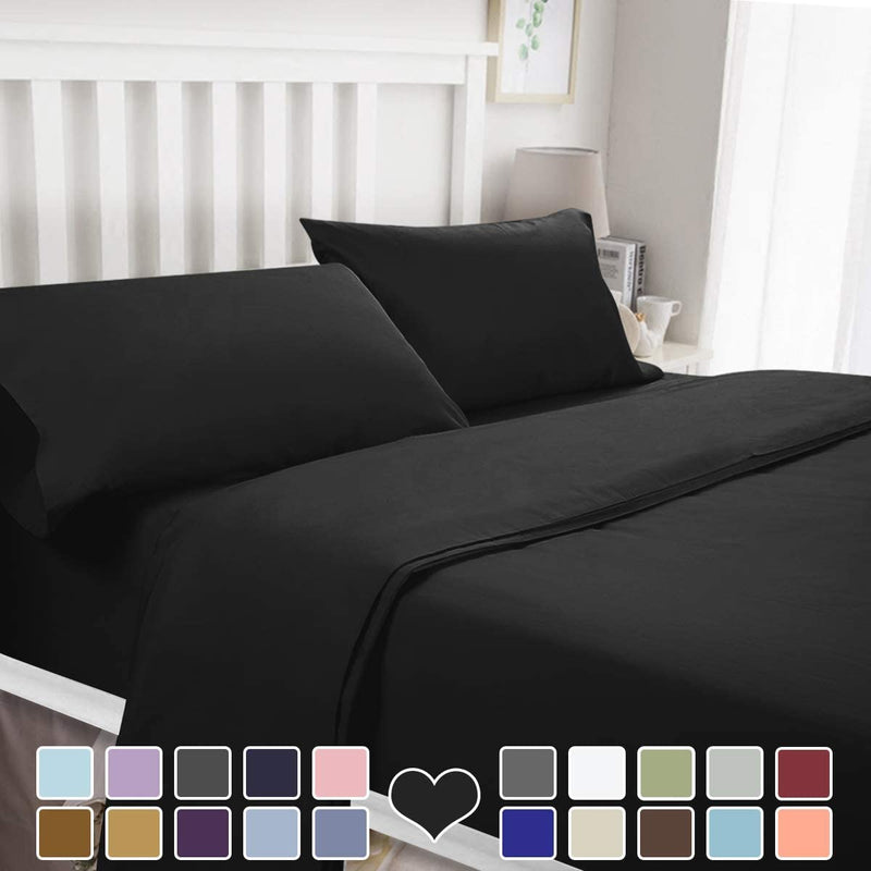 BYSURE 3 Piece Luxury Bed Sheet Set - Soft Durable Brushed Microfiber 1800 Thread Count Bedding Sheets with 14 Inch Deep Pockets,Wrinkle & Fade Resistant(Twin,Black)