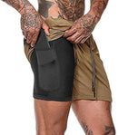 Malavita Men's Workout Running Shorts 2 in 1 with Zipper Pockets