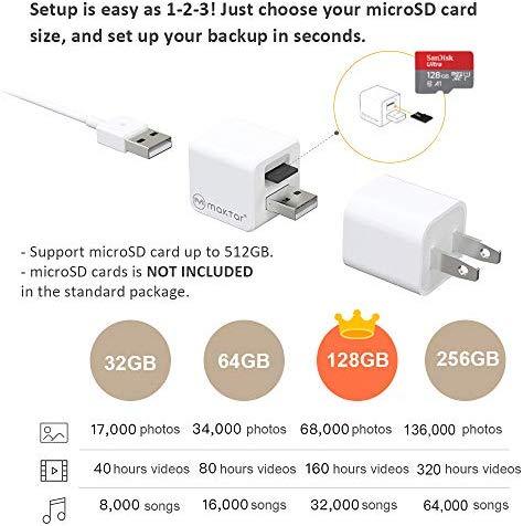 Flash Drive for iPhone, Qubii Pro Auto Backup Photos & Videos, Photo Stick for iPhone, Photo Storage Device for iPhone & iPad【microSD Card Not Included】- Space Gray