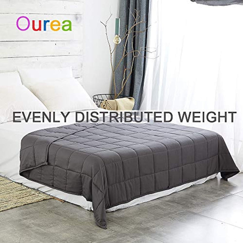 Ourea 10 lbs Cooling Weighted Blanket | 48” × 78” | Twin Size | Grey | Evenly Distributed Weight | Perfect Size for Kids Youth Adults