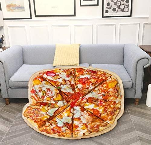 LetsFunny Pizza Blanket Adult Burritos Tortilla Throws Kids Flannel Sofa Couch Realistic Food Throw Blankets Teens Soft Comfort Sleeping Wrap Round Camping Travel Beach Taco Towel - 60 inches, Pizza 7