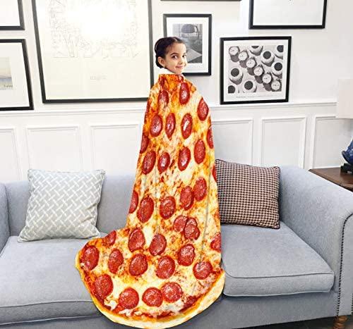 LetsFunny Pizza Blanket Adult Burritos Tortilla Throws Kids Flannel Sofa Couch Realistic Food Throw Blankets Teens Soft Comfort Sleeping Wrap Round Camping Travel Beach Taco Towel - 60 inches, Pizza 7