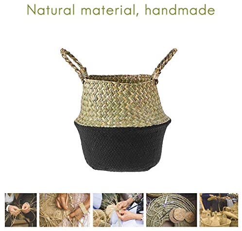 Glass - Blunt Enjoyee Natural Seagrass Woven Storage Pot Tote Belly Basket for Storage, Laundry, Picnic, Plant Pot Cover, and Beach Bag