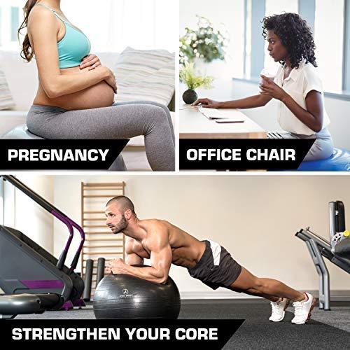 Exercise Ball - Professional Grade Anti-Burst Fitness, Balance Ball for Pilates, Yoga, Birthing, Stability Gym Workout Training and Physical Therapy