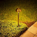 Mushroom 12V Brass Path Light (6" Shade, 25" Tall) by sunduck