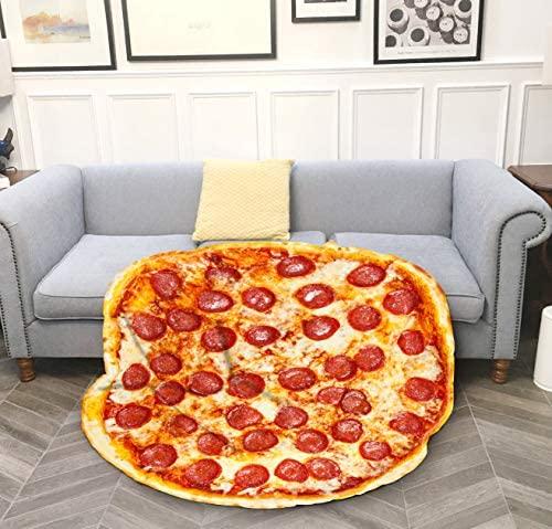 LetsFunny Pizza Blanket Adult Burritos Tortilla Throws Kids Flannel Sofa Couch Realistic Food Throw Blankets Teens Soft Comfort Sleeping Wrap Round Camping Travel Beach Taco Towel - 60 inches, Pizza 7