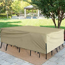 FLYMEI 600D PVC Tough Canvas 100% Waterproof Square/Round Patio Table & Chair Set Cover (60"(L) x60(W) x30(H), Beige)