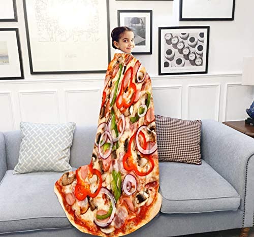 LetsFunny Pizza Blanket Adult Burritos Tortilla Throws Kids Flannel Sofa Couch Realistic Food Throw Blankets Teens Soft Comfort Sleeping Wrap Round Camping Travel Beach Taco Towel - 60 inches, Pizza 7