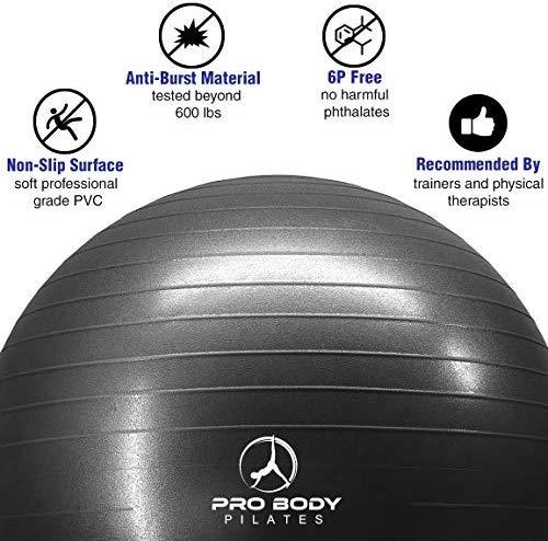 Exercise Ball - Professional Grade Anti-Burst Fitness, Balance Ball for Pilates, Yoga, Birthing, Stability Gym Workout Training and Physical Therapy