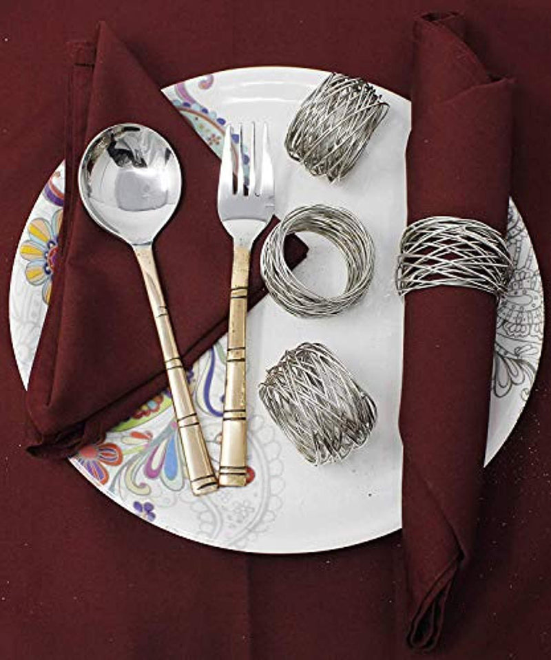 SKAVIJ Round Mesh Napkin Rings Set of 12 Silver for Wedding Banquet Dinner Decor Favor