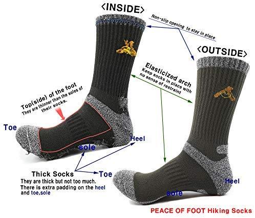 PEACE OF FOOT Hiking Socks boot socks For Mens 6(5+1) Pairs Multi Sports Trekking Climbing Camping working Crew Socks