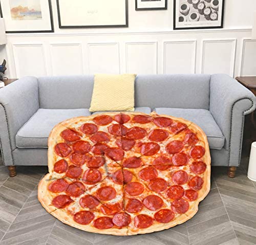 LetsFunny Pizza Blanket Adult Burritos Tortilla Throws Kids Flannel Sofa Couch Realistic Food Throw Blankets Teens Soft Comfort Sleeping Wrap Round Camping Travel Beach Taco Towel - 60 inches, Pizza 7