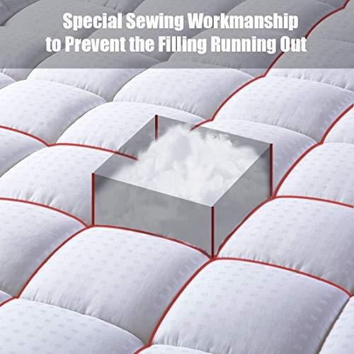 EMONIA Queen Mattress Pad - Pillow Top Fitted Mattress Pad Cover (Deep Pocket 8"-21"), 300TC Down Alternative Quilted Mattress Topper