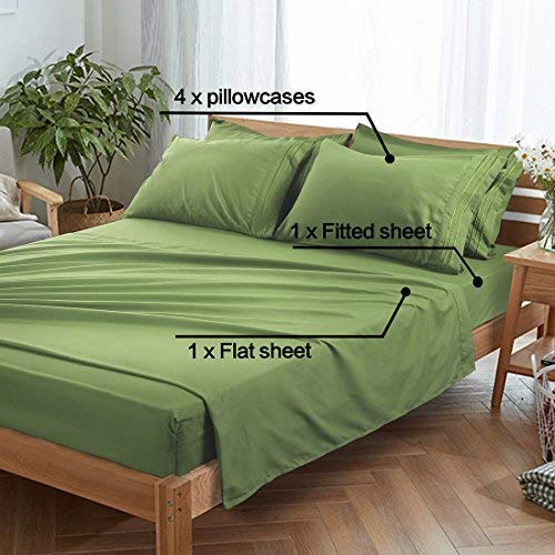 EMONIA Twin XL Sheets Set - 4 Pieces Bed Sheets-Microfiber Super Soft 1800 Series Deep Pocket Fitted Sheets-Wrinkle and Fade Resistant (Green, Twin XL)