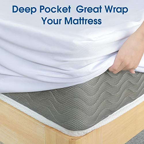 BYSURE King Mattress Pad Deep Pocket Liquids Resist, Dust Proof, Soft Terry Cotton Surface Fitted-Style 16"-18" 100% Waterproof Mattress Protector