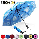 ABCCANOPY Umbrella Compact Rain&Wind Teflon Repellent Umbrellas Sun Protection with Black Glue Anti UV Coating Travel Auto Folding Umbrella, Blocking UV 99.98% (Black)