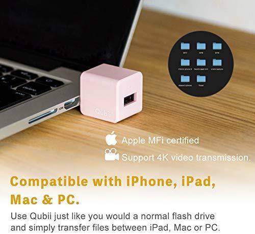 Flash Drive for iPhone, Qubii Pro Auto Backup Photos & Videos, Photo Stick for iPhone, Photo Storage Device for iPhone & iPad【microSD Card Not Included】- Space Gray