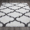 Ottomanson Flokati Trellis Design Shag Runner Rug, 2' x 5', Dark Gray