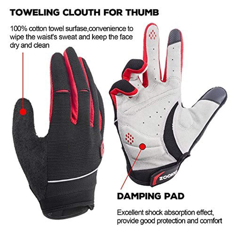 ZOOKKI Cycling Gloves Mountain Bike Gloves Road Racing Bicycle Gloves Light Silicone Gel Pad Riding Gloves Touch Recognition Full Finger Gloves Men/Women Work Gloves