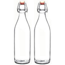 Seacoast Clear Glass Bottle with Swing Top Stopper, 33.75 Oz Round Pack of 4