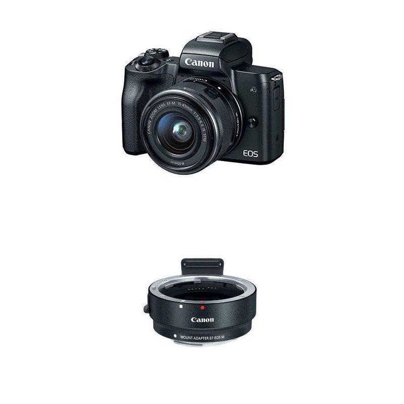 Canon EOS M50 Mirrorless Camera Kit w/EF-M15-45mm and 4K Video (Black)