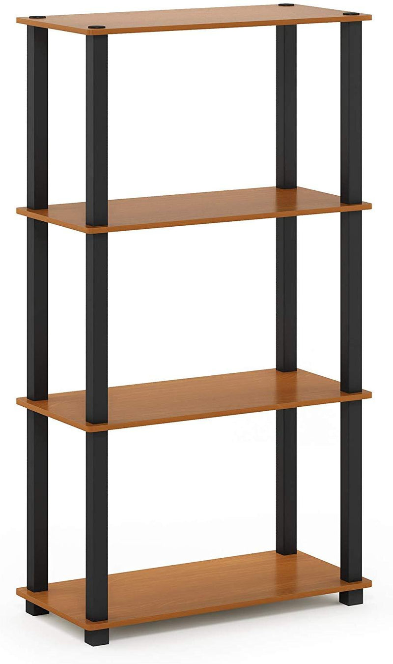 Furinno (99557BK/GY) Turn-N-Tube 4-Tier Multipurpose Shelf Display Rack - Black/Grey