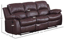 Homelegance Resonance 83" Bonded Leather Double Reclining Sofa, Brown