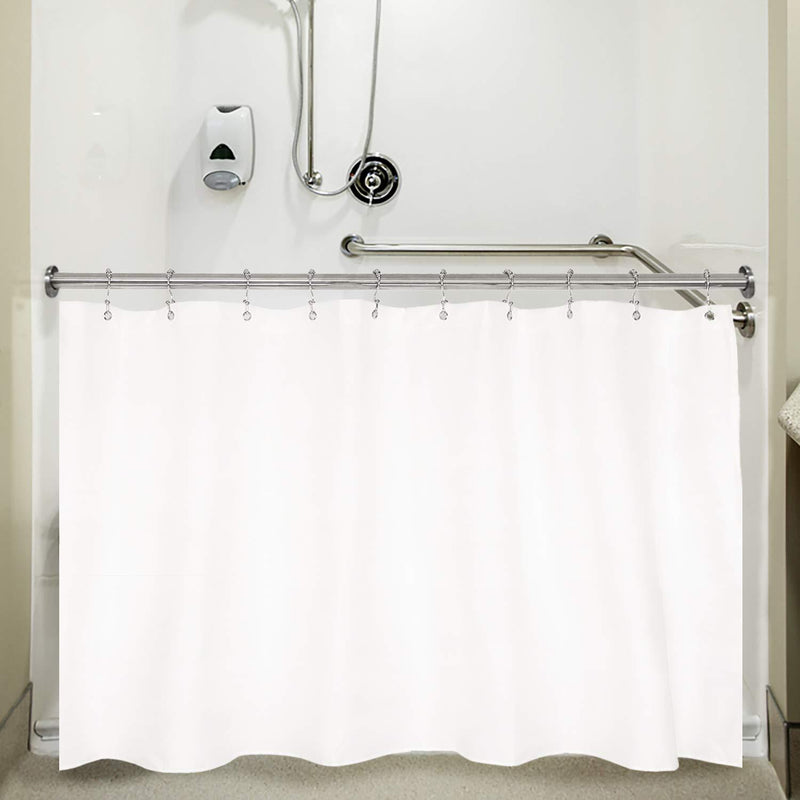 N&Y HOME Extra Long Shower Curtain Liner Fabric 72 x 96 inches, Hotel Quality, Washable, Water Repellent, White Spa Bathroom Curtains with Grommets, 72x96