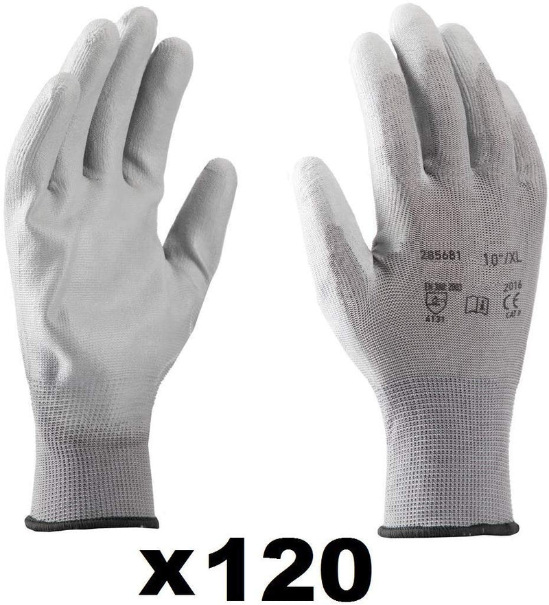 Coyaho Work Gloves (12 pairs) - Non-Slip Mounting Gloves Seamless, Ideal for Repairs, Automotive Industry, Finishing, Car Service, Workshop (10, White)