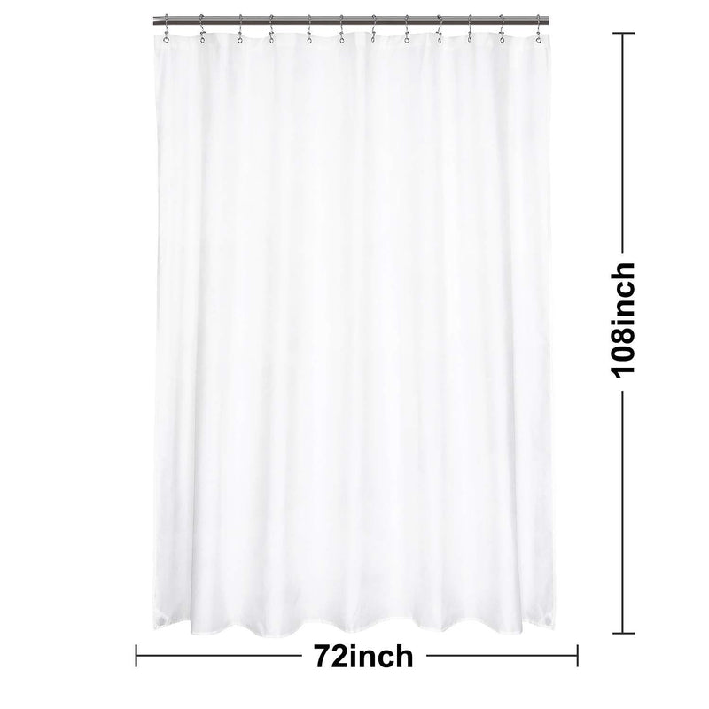 N&Y HOME Fabric Shower Curtain Liner Extra Long Stall Size 54 Width by 80 Length inches, Hotel Quality, Washable, White Bathroom Curtains with Grommets, 54x80